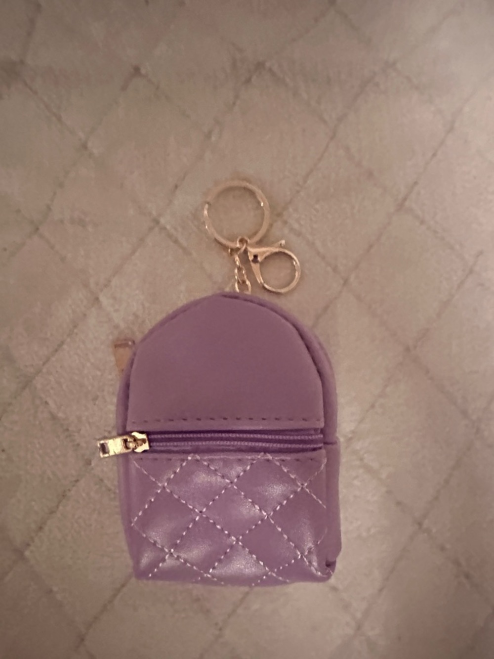 Purple Quilted Mini Backpack Keychain/Bag Charm